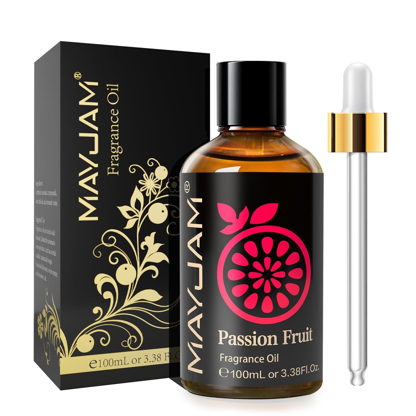 MAYJAM Passion Fruit Fragrance Oil 100ml - Amber Bottle, Diffusers & DIY