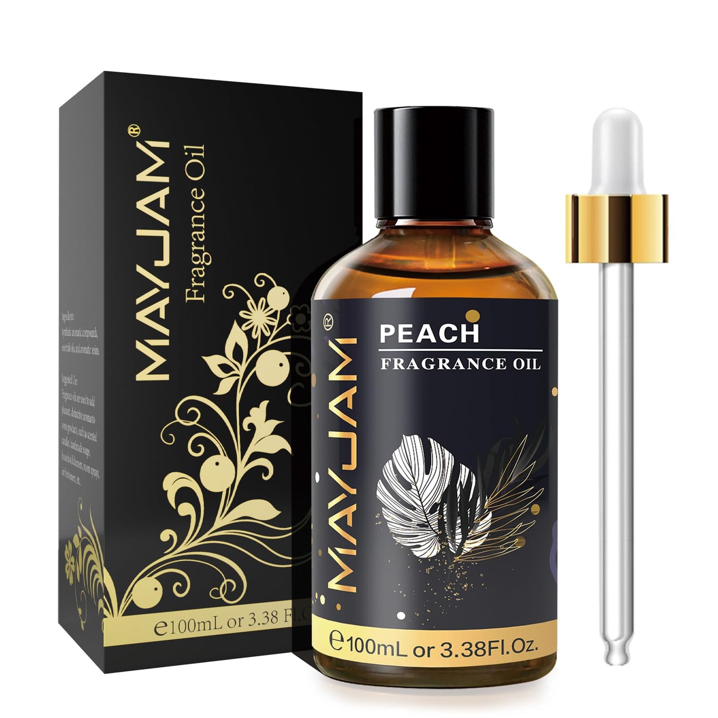 MAYJAM Peach Fragrance Oil 100ml with Glass Dropper - Diffuser & DIY Use