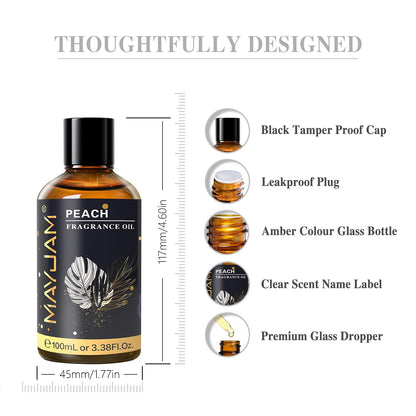 MAYJAM Peach Fragrance Oil 100ml with Glass Dropper - Diffuser & DIY Use