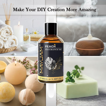 MAYJAM Peach Fragrance Oil 100ml with Glass Dropper - Diffuser & DIY Use