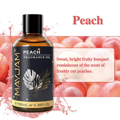 MAYJAM Peach Fragrance Oil 100ml with Glass Dropper - Diffuser & DIY Use