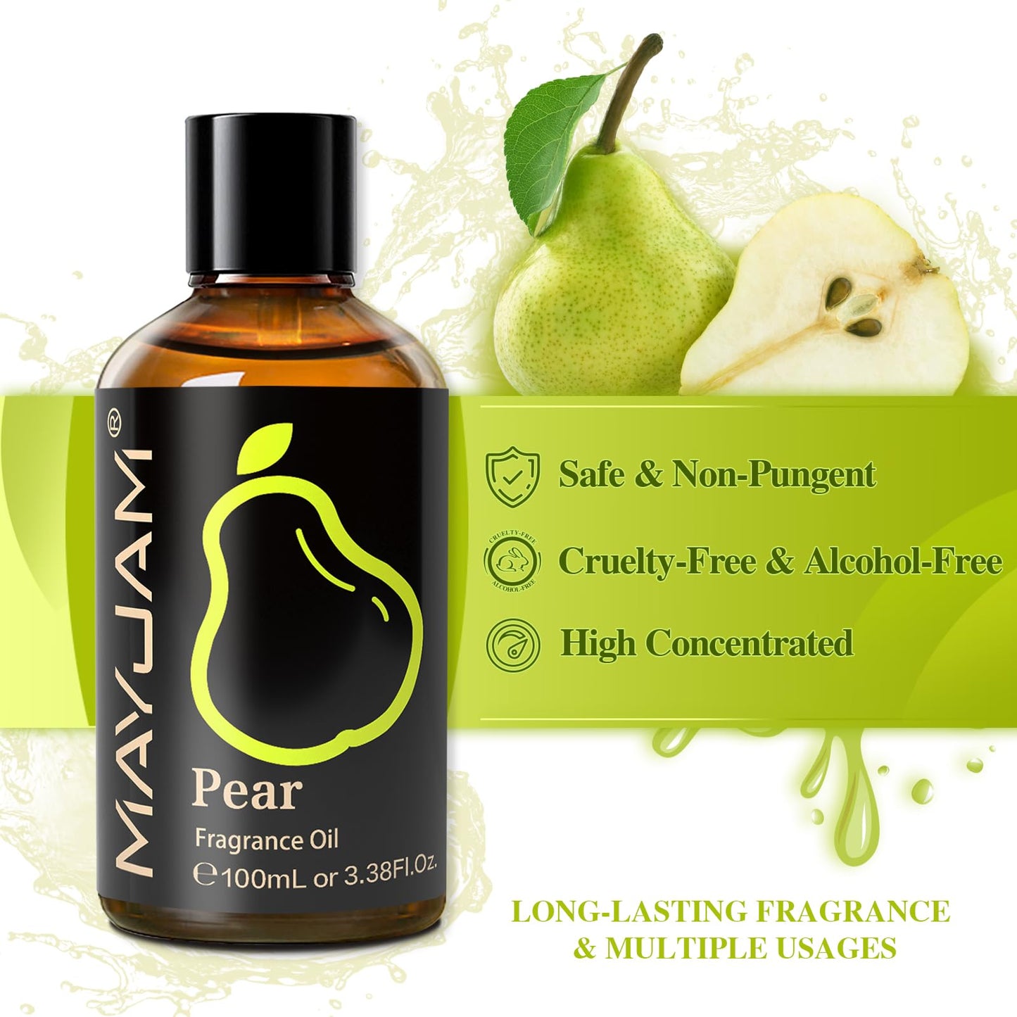 MAYJAM Pear Fragrance Oil 100ml – Diffuser & DIY Soap, Candle Making