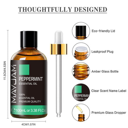 MAYJAM Peppermint Essential Oil - 3.38 fl oz | Premium Pure for Diffusers, Soap & Candles