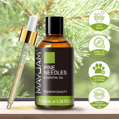 MAYJAM Pine Needles Essential Oil - Huge 3.38 Fl.oz - Premium Grade for Home Diffusers, Skin Care, Soap & Candle Making
