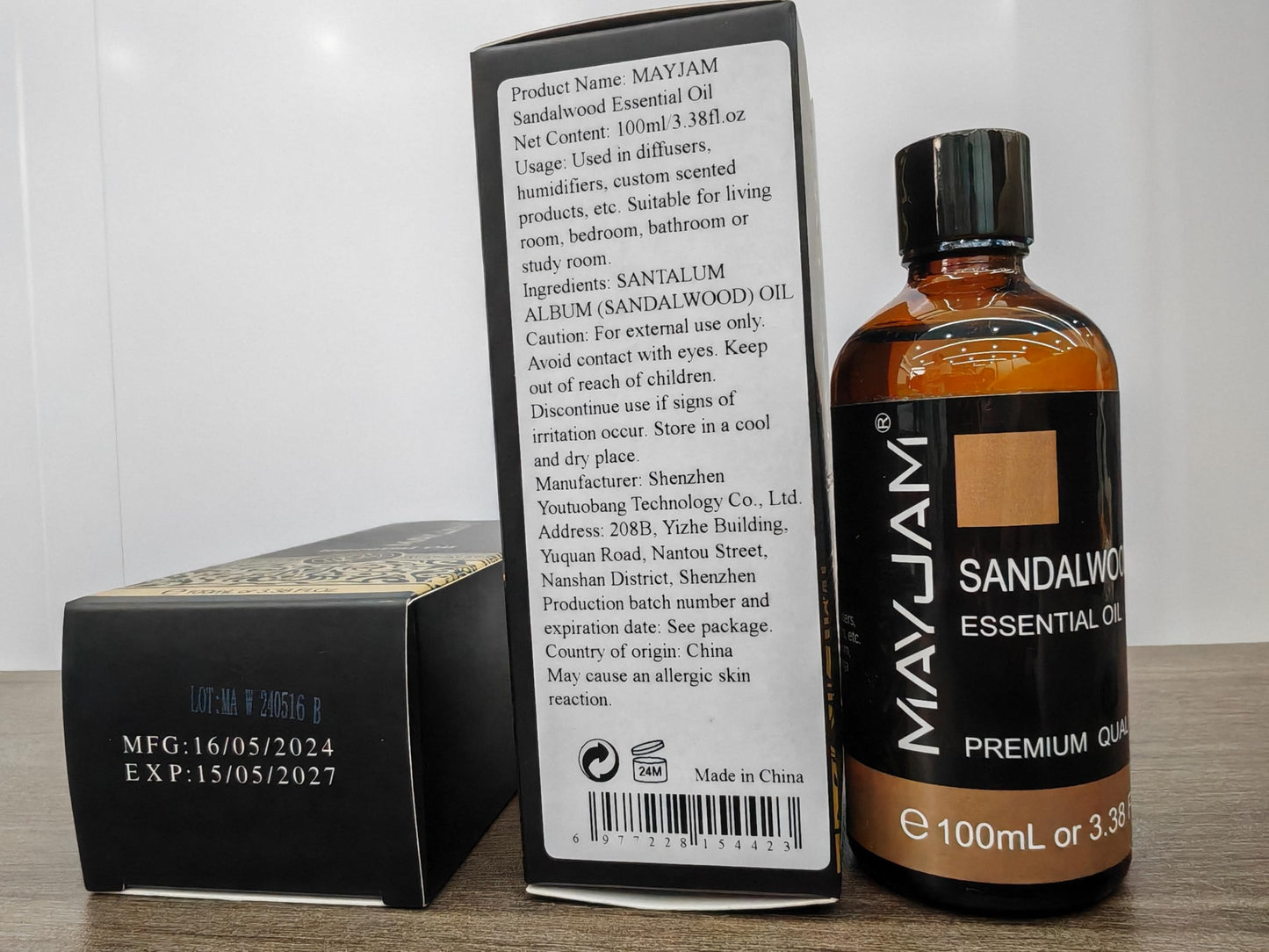 MAYJAM Sandalwood Essential Oil - 100ML Bottle for Diffuser, Soap & Candle Making