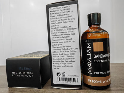 MAYJAM Sandalwood Essential Oil - 100ML Bottle for Diffuser, Soap & Candle Making