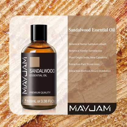 MAYJAM Sandalwood Essential Oil - 100ML Bottle for Diffuser, Soap & Candle Making