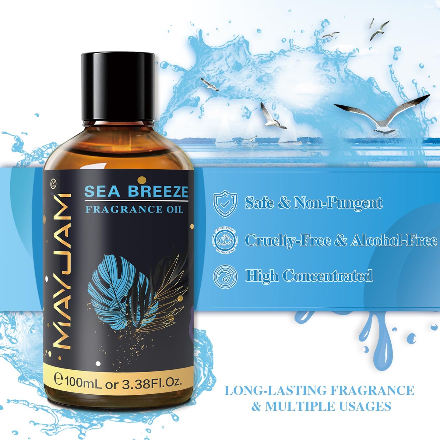 MAYJAM Sea Breeze Fragrance Oil 100ML with Glass Dropper – Diffuser & DIY