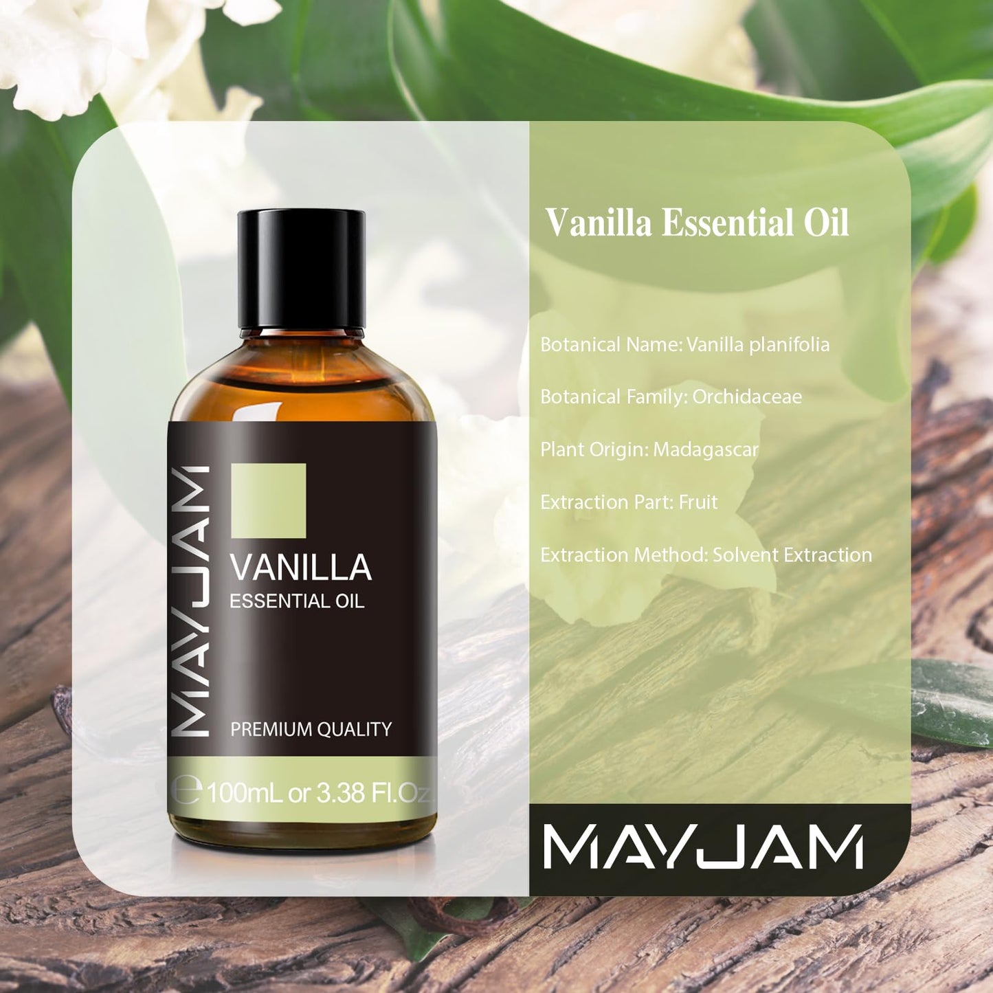 MAYJAM Vanilla Essential Oil 100ML | Pure Oil for Diffusers, Massage & DIY