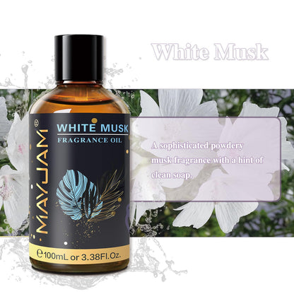 MAYJAM 100ML White Musk Fragrance Oils with Glass Dropper – Diffusers, Soap & Candle Making