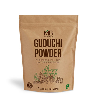 MB Herbals Guduchi Powder 8 oz (227 g) – Neem-Giloy, Wildcrafted Tinospora cordifolia