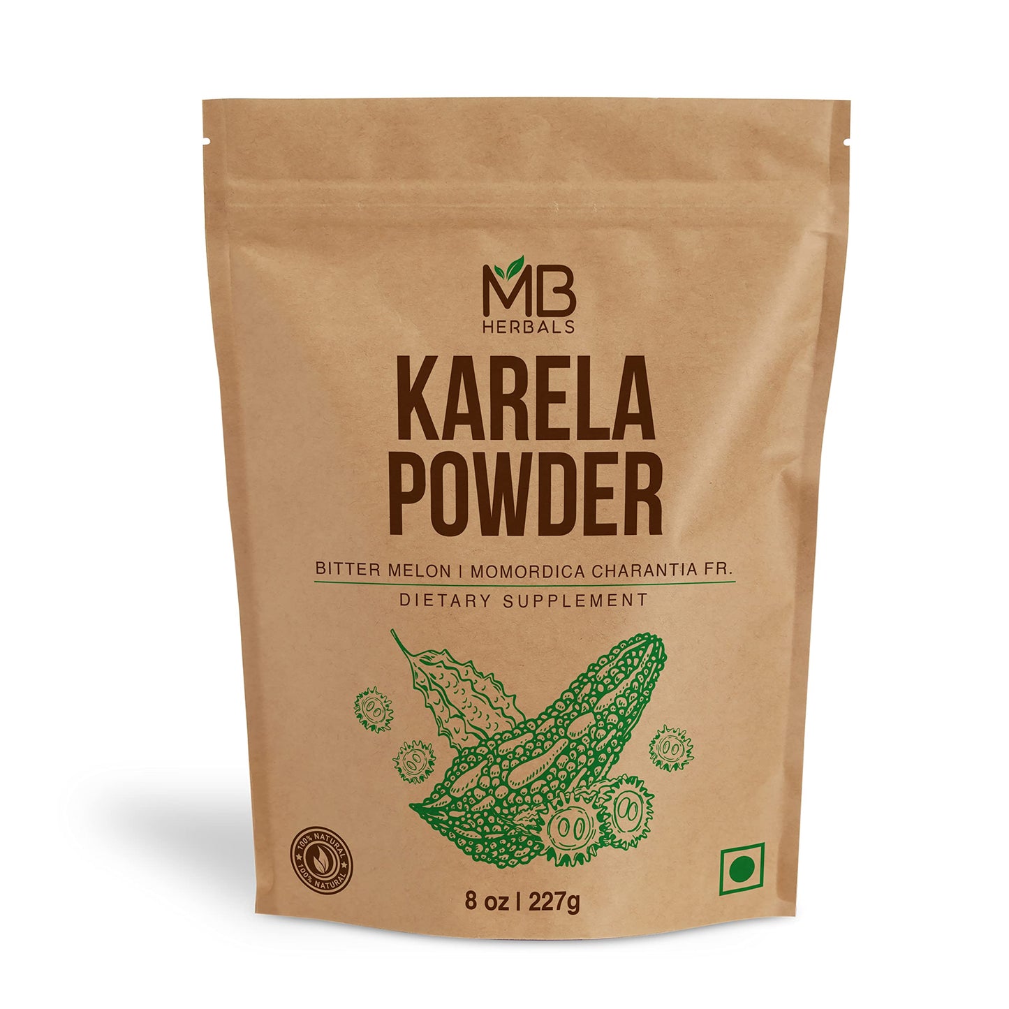 MB Herbals De-Seeded Karela Powder - 8 oz / 227 g | Non-GMO, Gluten Free