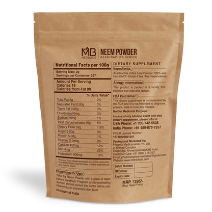MB Herbals Neem Powder 454g – Wild Crafted Neem for Skin & Hair Care
