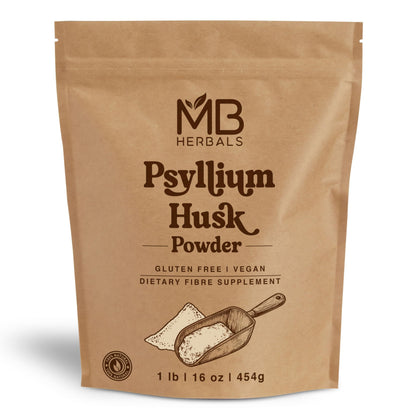 MB Herbals Psyllium Husk Powder 1 lb – Gluten Free, Vegan, Non-GMO | Keto-Friendly Fine Powder for Baking & Smoothies