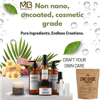 MB Herbals Zinc Oxide Powder 8 oz – Uncoated & Non-Nano for DIY Sunscreen
