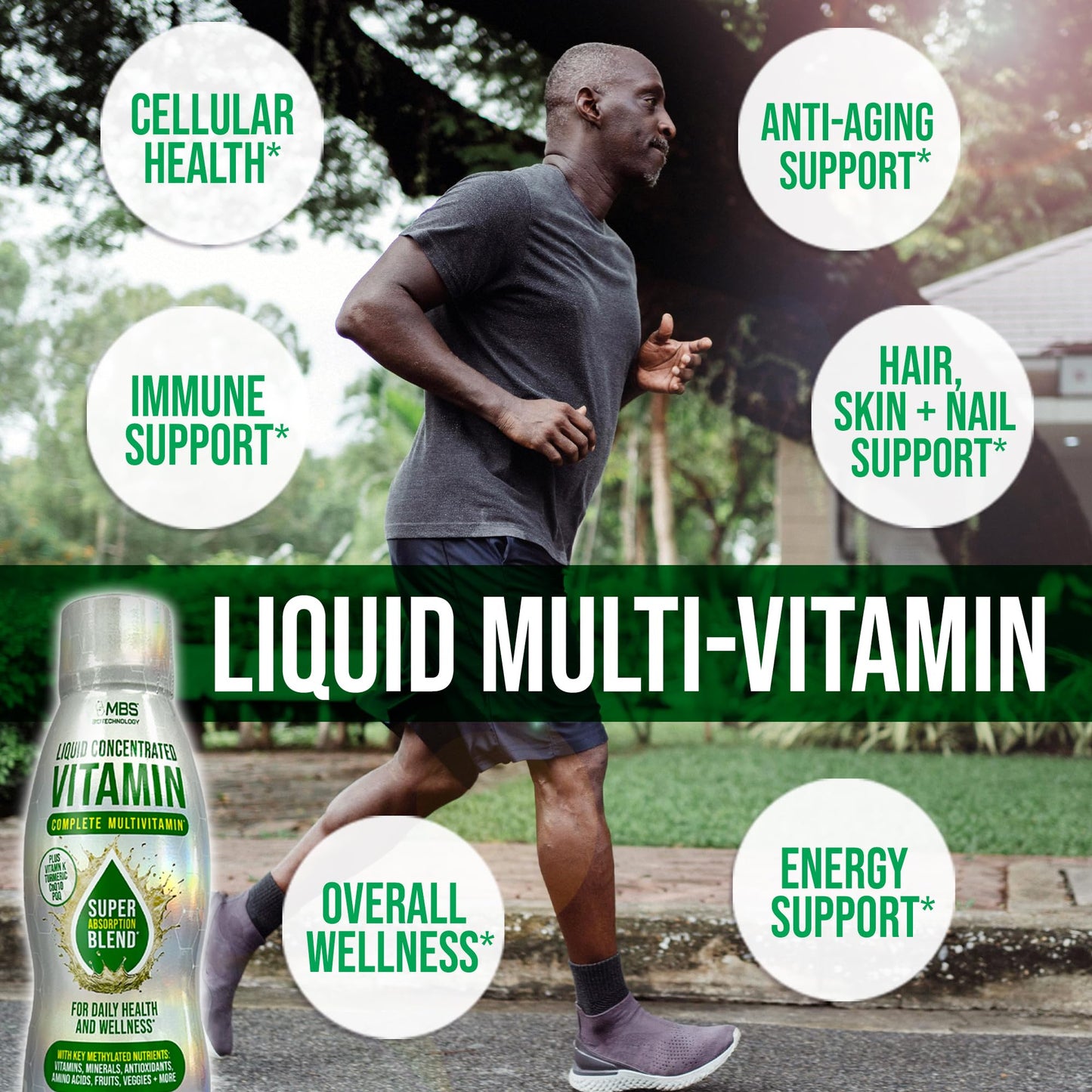 MBS Biotechnology Liquid Multivitamin for Adults – Complete High-Absorption Daily Vitamin with Superfoods, CoQ10, B-Complex, Turmeric & PQQ – Berry Flavor, 17 oz