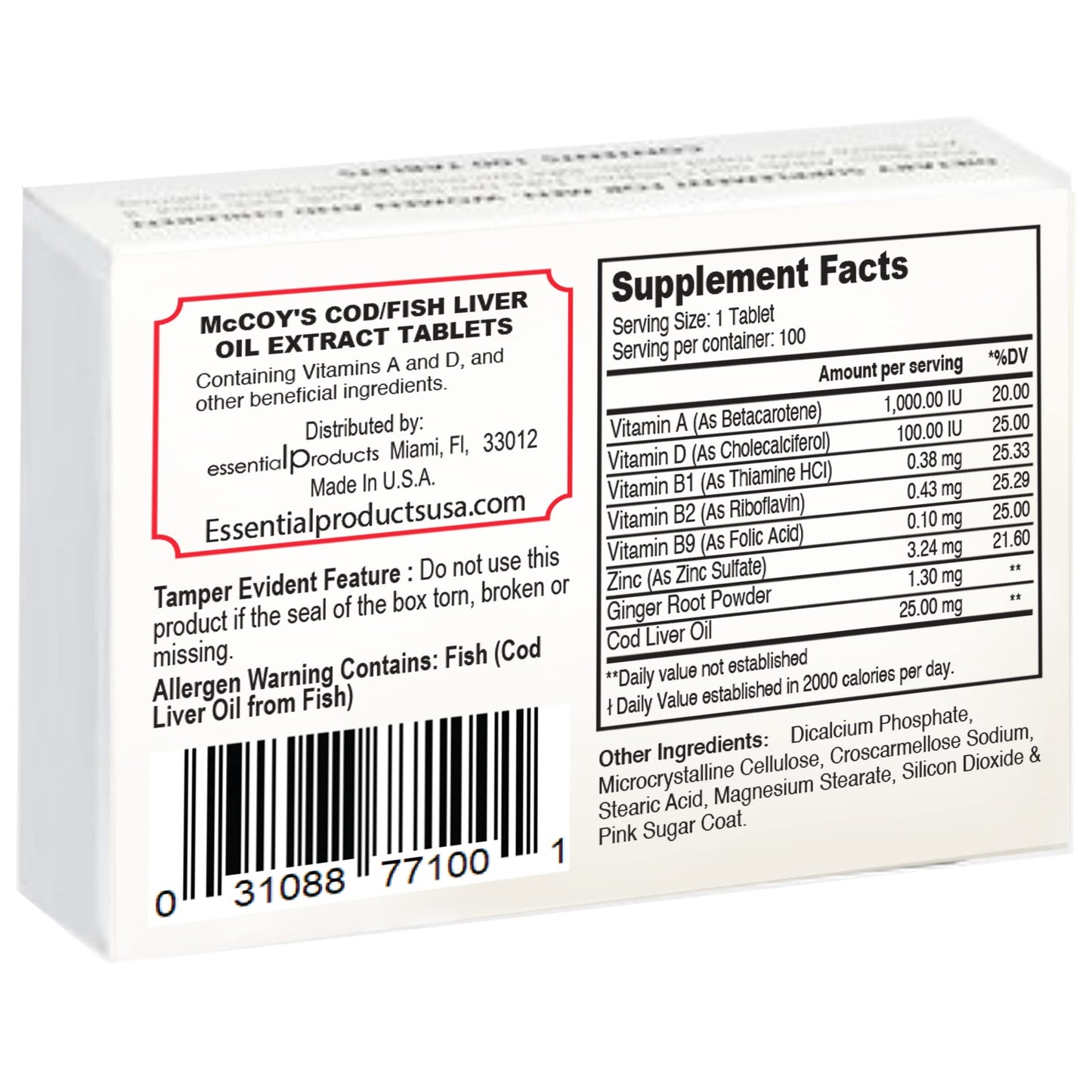 Mccoy Cod/Fish Liver Oil Extract Tablets 40 (Pack of 2) - Buy Online