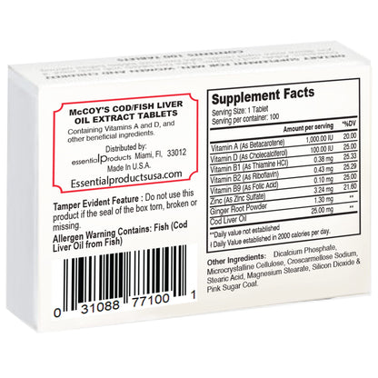 Mccoy Cod/Fish Liver Oil Extract Tablets 40 (Pack of 2) - Buy Online