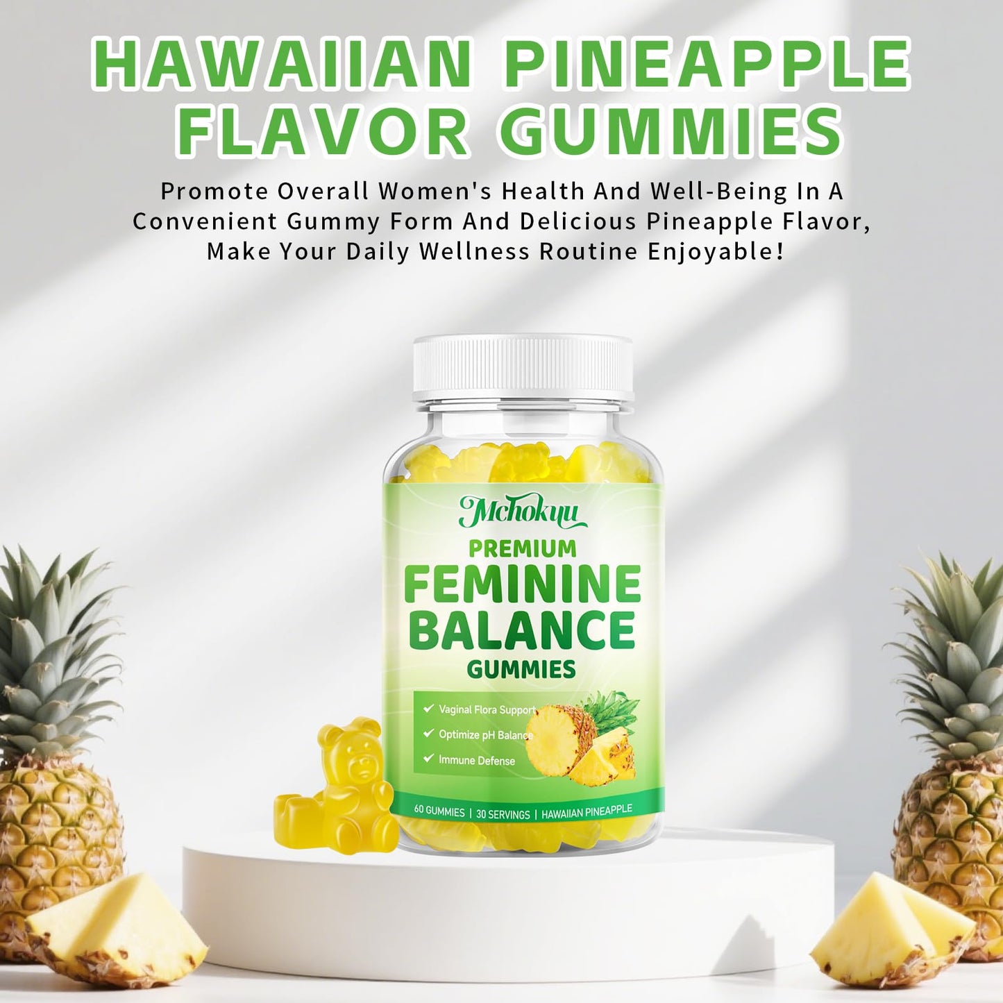 Mchokuu Premium Feminine Balance Gummies - pH Balance & Immune Support, 120 Gummies