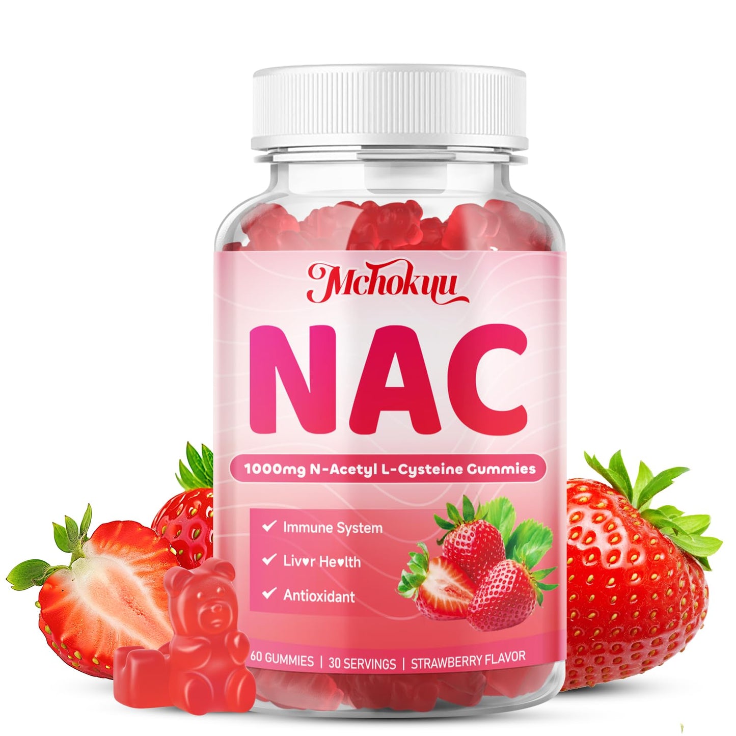 Mchokuu NAC Gummies 1000mg – Immune Support & Antioxidant (Adults & Kids)