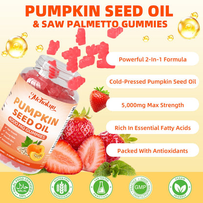 Mchokuu Pumpkin Seed Oil Gummies 4000mg + Saw Palmetto – Hair & Skin
