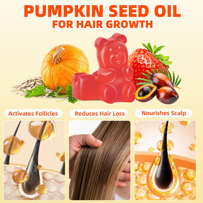 Mchokuu Pumpkin Seed Oil Gummies with Saw Palmetto – Hair & Skin Health, Strawberry, 60ct