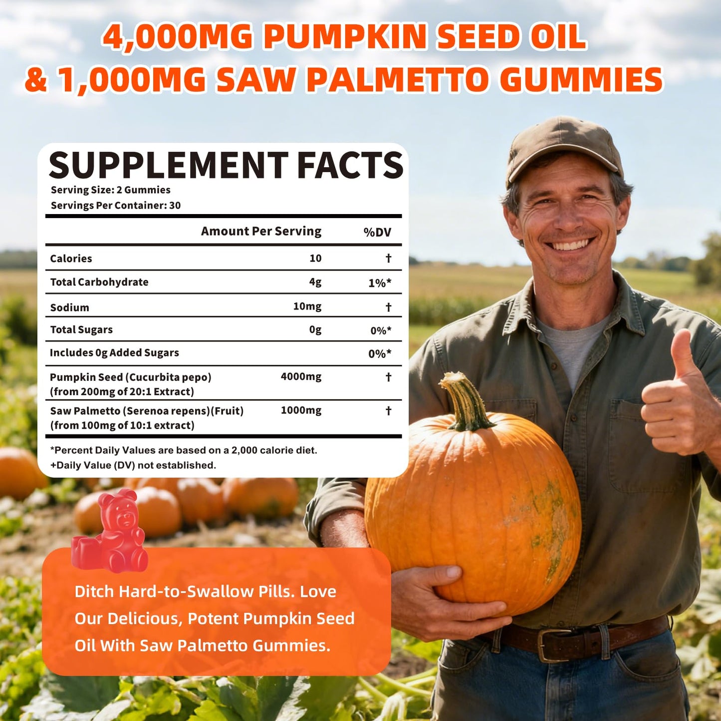 Mchokuu Pumpkin Seed Oil Gummies with Saw Palmetto – Hair & Skin Health, Strawberry, 60ct