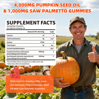 Mchokuu Pumpkin Seed Oil Gummies with Saw Palmetto – Hair & Skin Health, Strawberry, 60ct