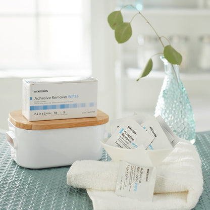 McKesson Adhesive Remover Wipes, Sterile – 50 Wipes in Individual Packets