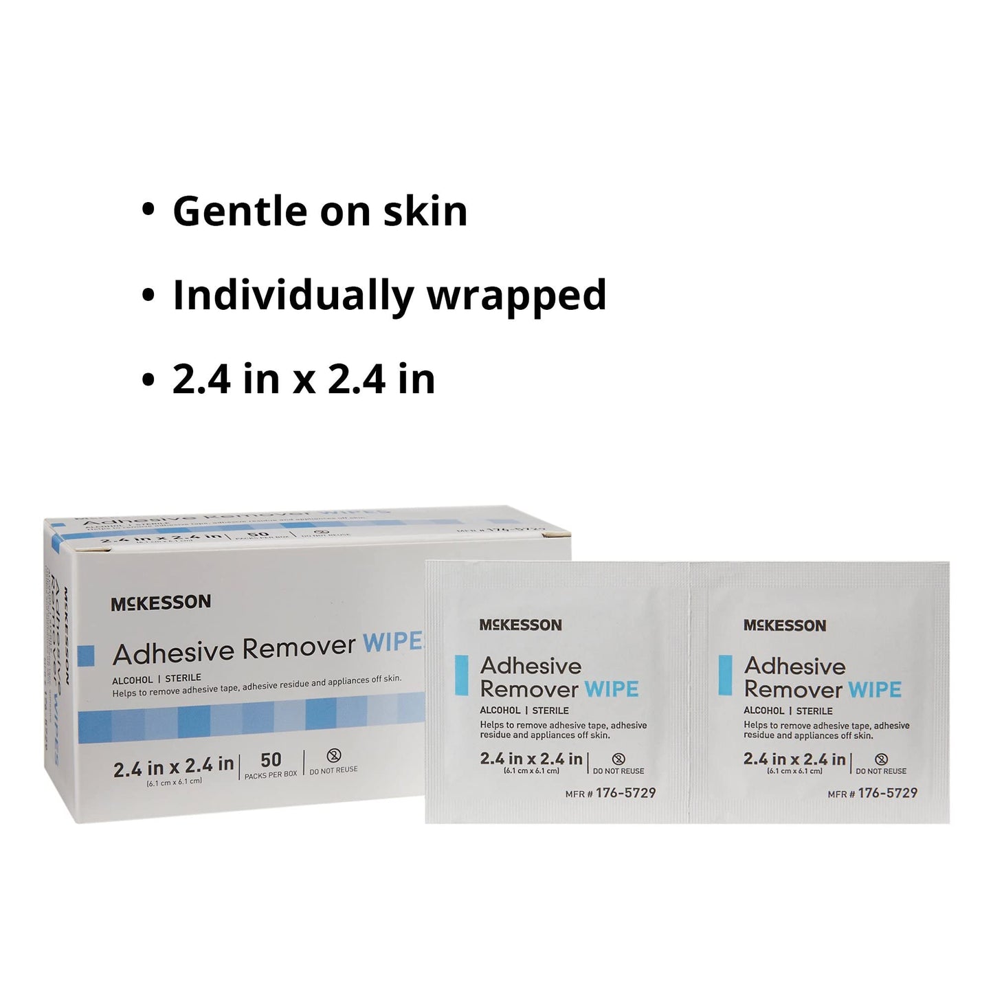 McKesson Adhesive Remover Wipes, Sterile – 50 Wipes in Individual Packets