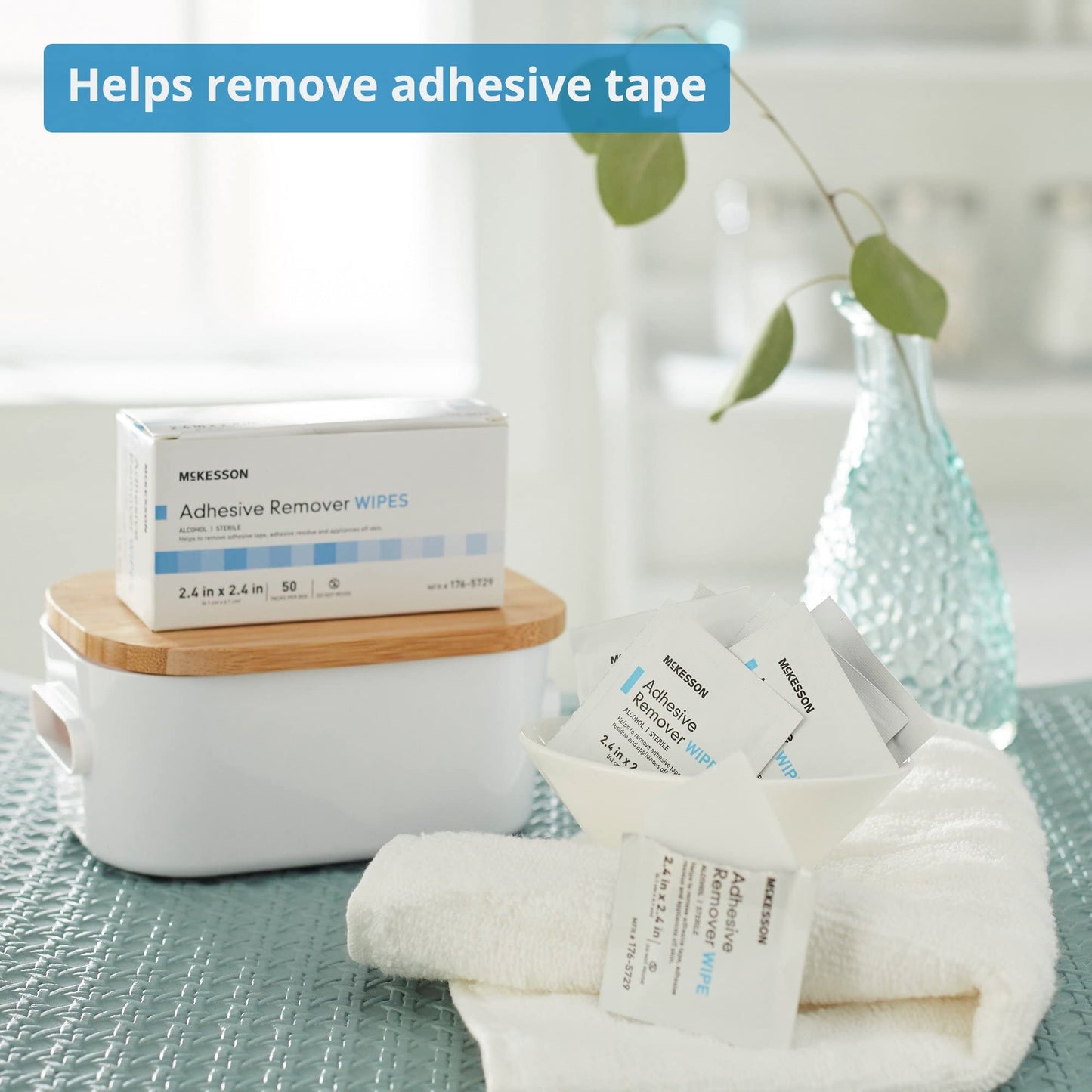 McKesson Adhesive Remover Wipes, Sterile – 50 Wipes in Individual Packets