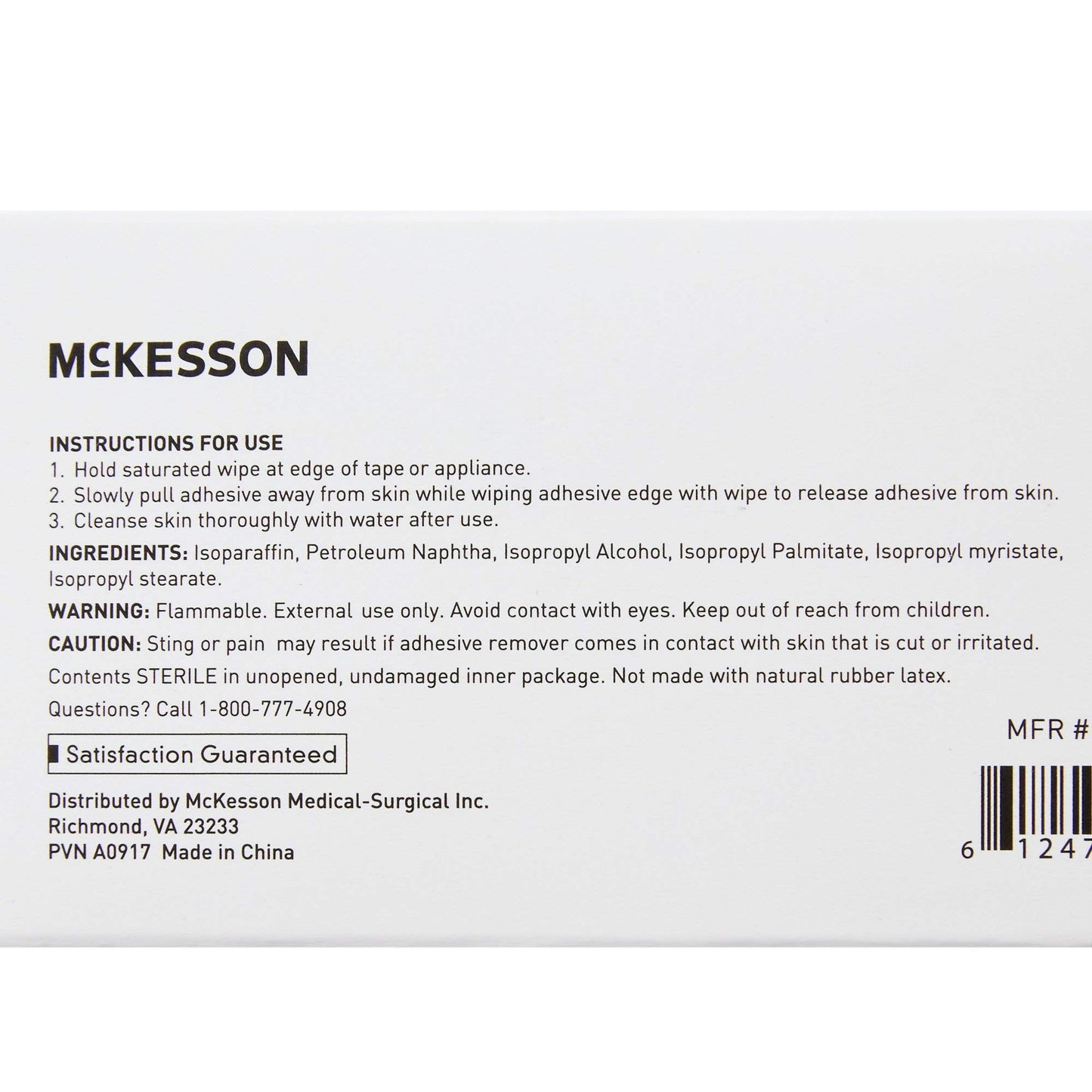 McKesson Adhesive Remover Wipes, Sterile – 50 Wipes in Individual Packets
