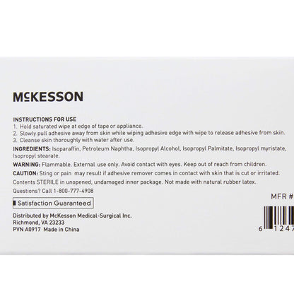 McKesson Adhesive Remover Wipes, Sterile – 50 Wipes in Individual Packets