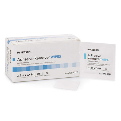 McKesson Adhesive Remover Wipes, Sterile – 50 Wipes in Individual Packets