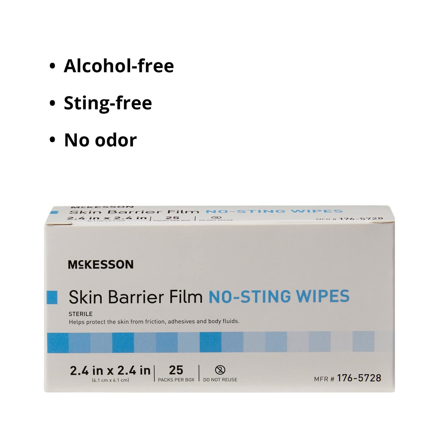 McKesson Skin Barrier Film Wipes – Sterile, No-Sting, Individual Pack, 25 Wipes