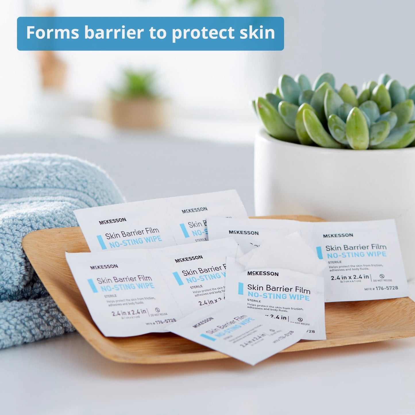 McKesson Skin Barrier Film Wipes – Sterile, No-Sting, Individual Pack, 25 Wipes