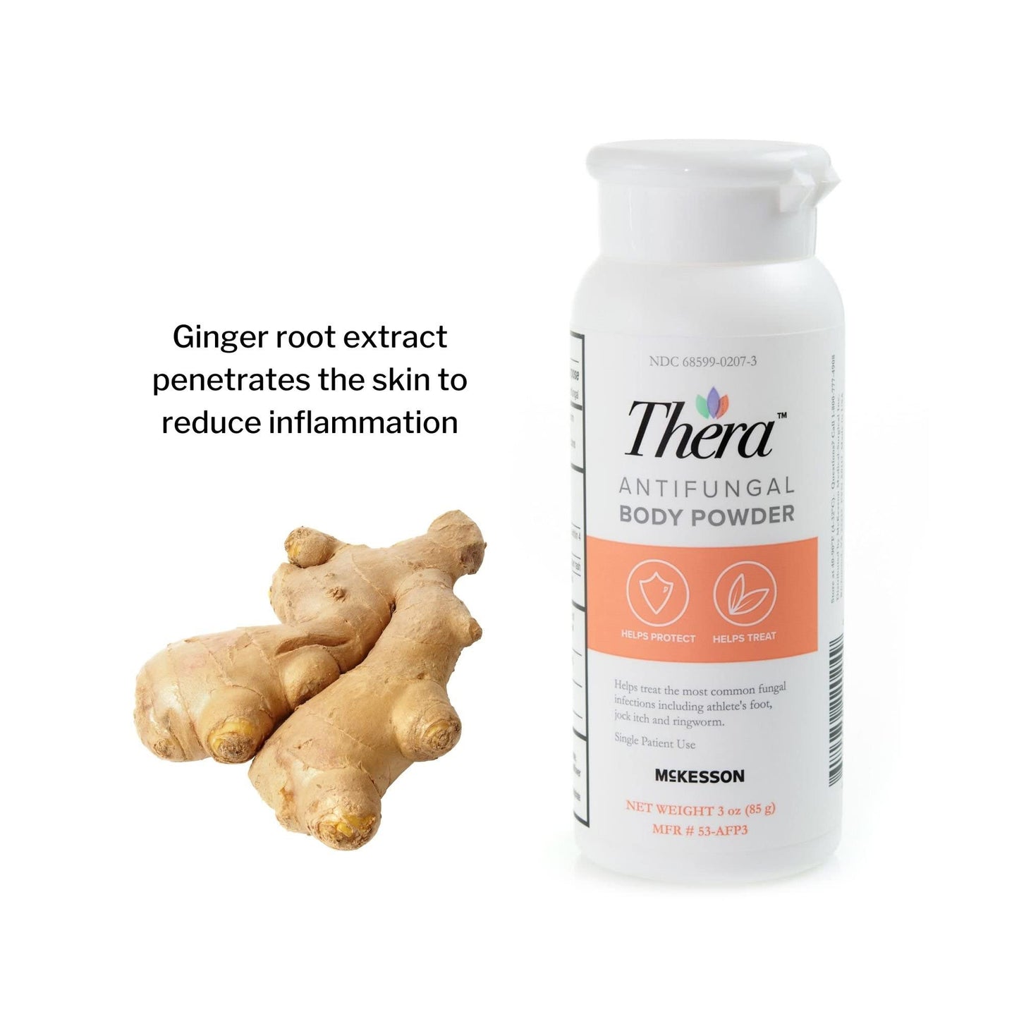 McKesson Thera Antifungal Body Powder 2% - Relief for Athlete's Foot, Jock Itch, Ringworm | 3 oz