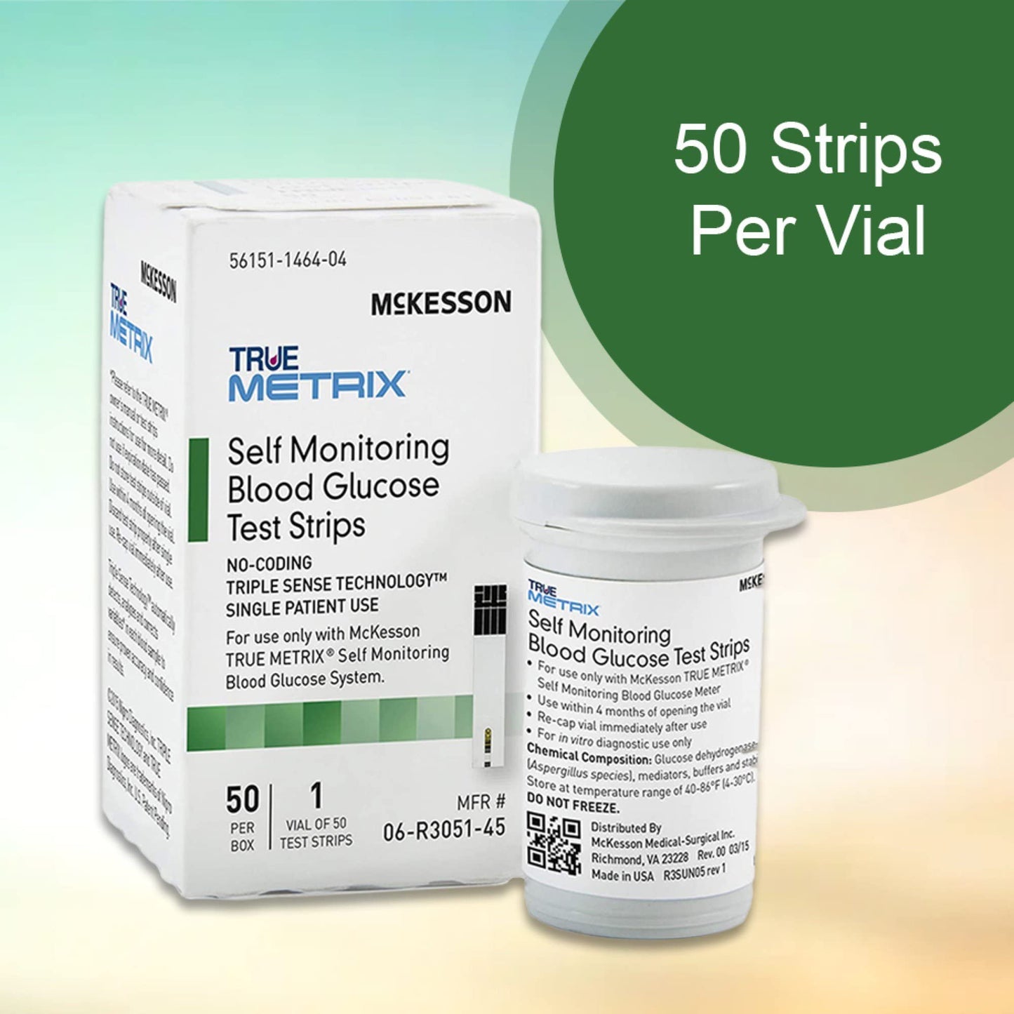 McKesson True METRIX Blood Glucose Test Strips - 50 Strips | Self-Monitoring System