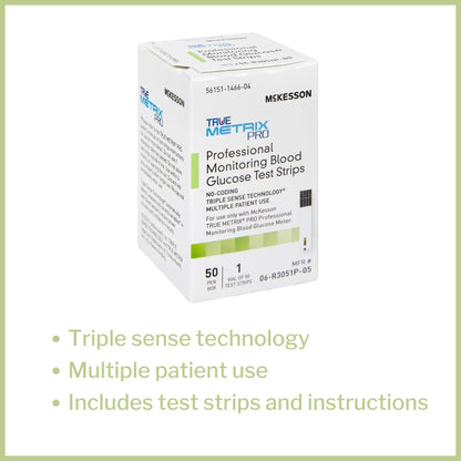 McKesson True METRIX Blood Glucose Test Strips — 50 Strips, Multi-Patient Use