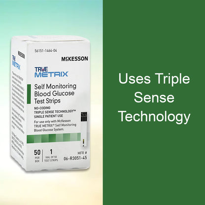 McKesson True METRIX Blood Glucose Test Strips - 50 Strips | Self-Monitoring System