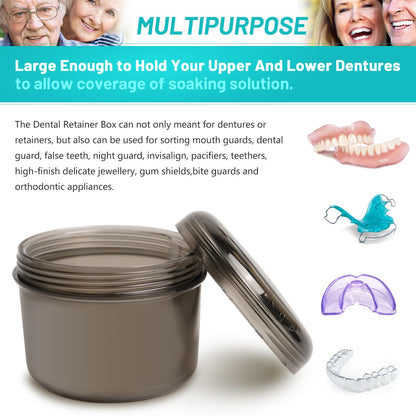 Mckkor Denture Bath Case Box - Leak-Proof Cups & Brush Kit