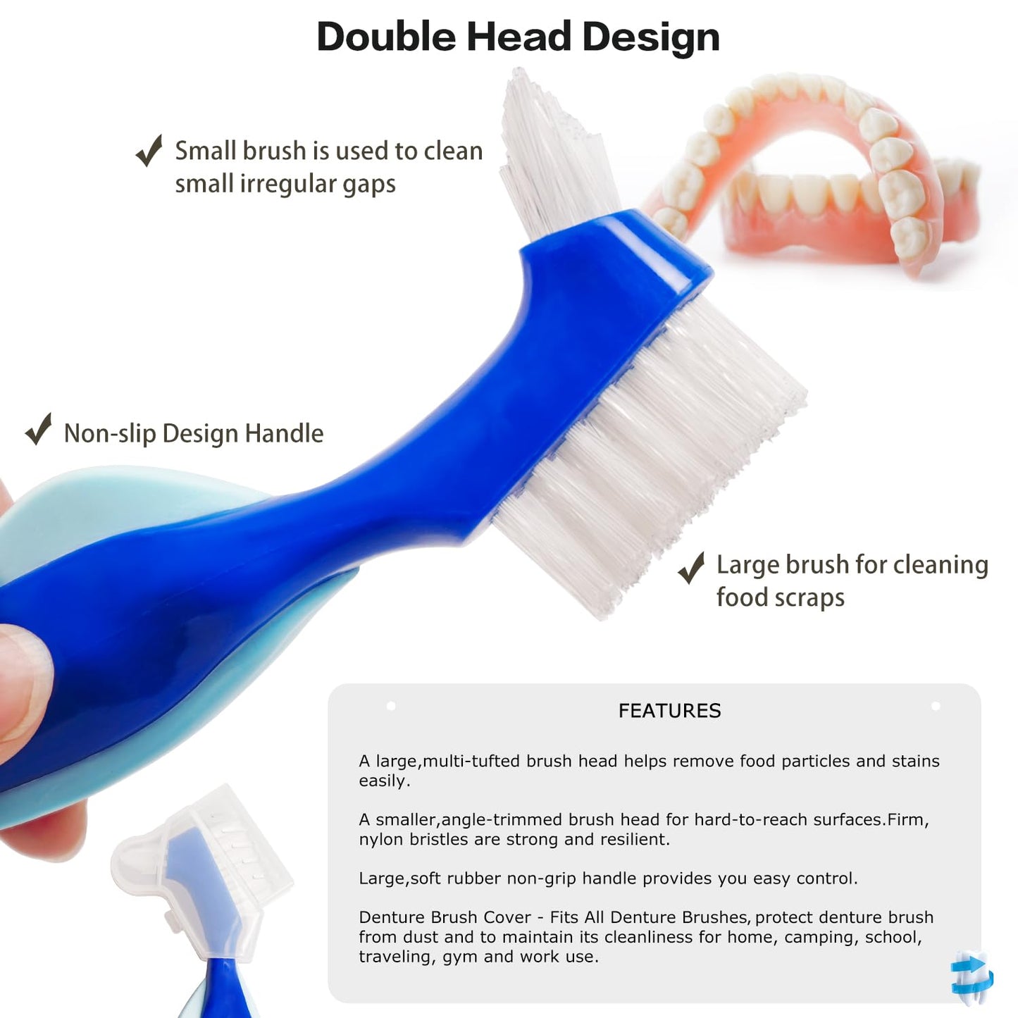 Mckkor Leak-Proof Denture Bath Cup — Dishwasher Safe Denture Case (Transparent Rouge)
