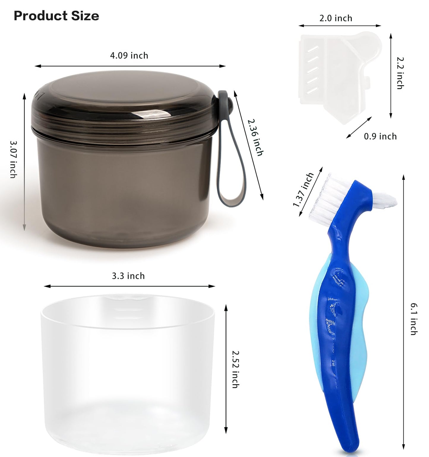 Mckkor Denture Bath Case Box - Leak-Proof Cups & Brush Kit