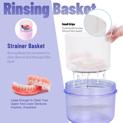 Mckkor Leak-Proof Travel Denture Case Blue – Full Dentures & Retainers
