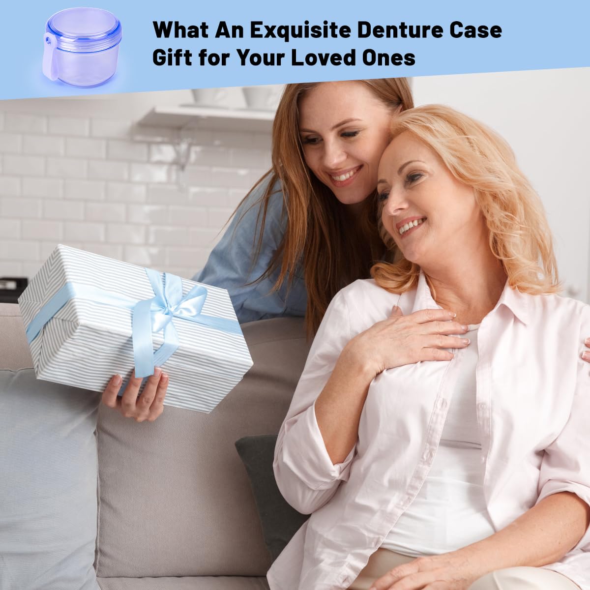 Mckkor Leak-Proof Travel Denture Case Blue – Full Dentures & Retainers