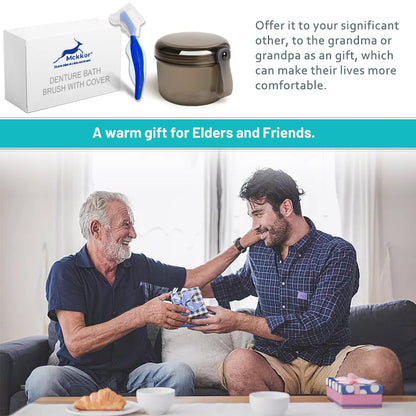 Mckkor Denture Bath Case Box - Leak-Proof Cups & Brush Kit