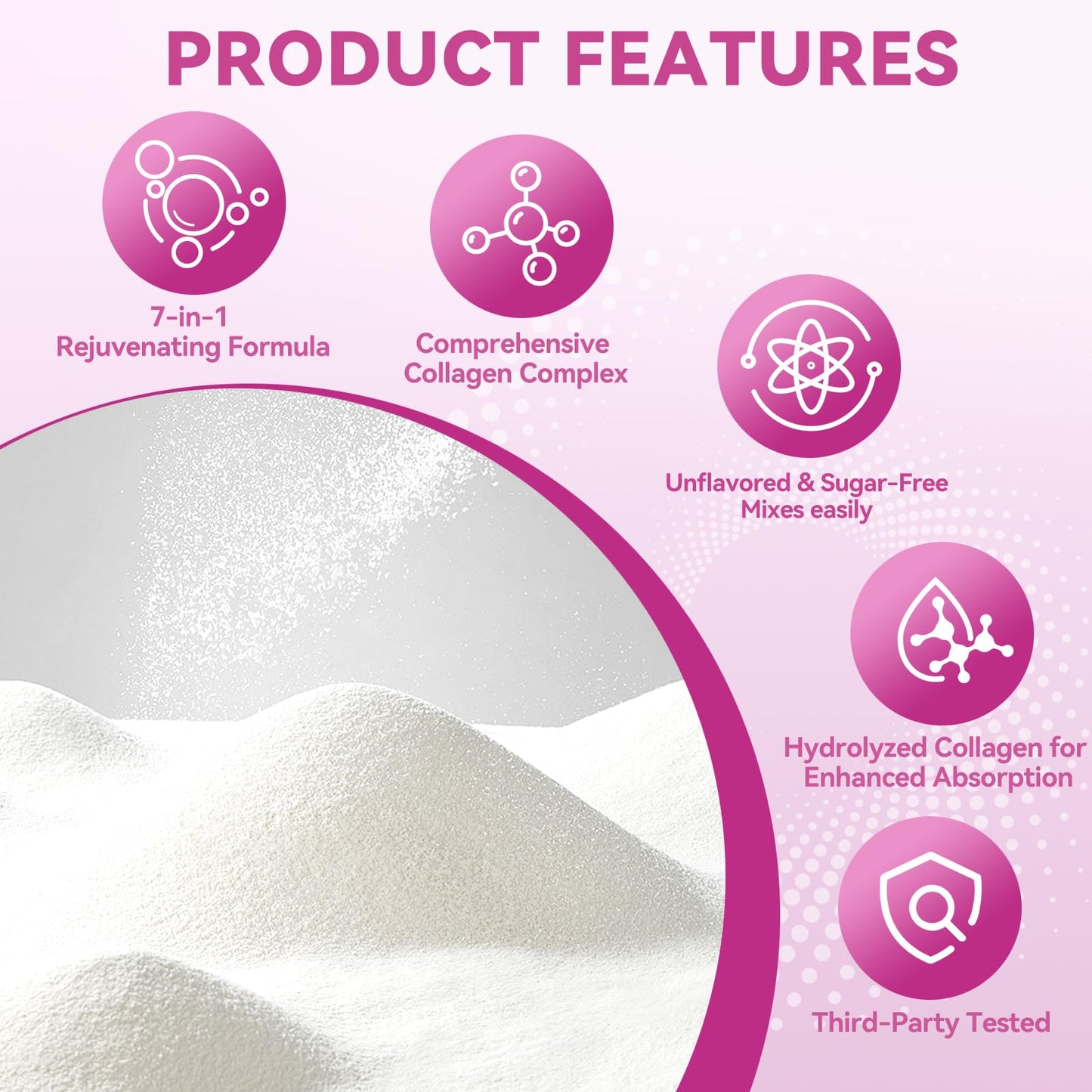 Mclovefy Multi Collagen Peptides Powder 16oz - Unflavored, 11g per Serving with Hyaluronic Acid, Vitamin C & Biotin
