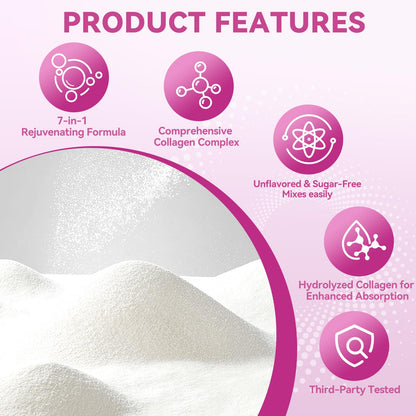 Mclovefy Multi Collagen Peptides Powder 16oz - Unflavored, 11g per Serving with Hyaluronic Acid, Vitamin C & Biotin