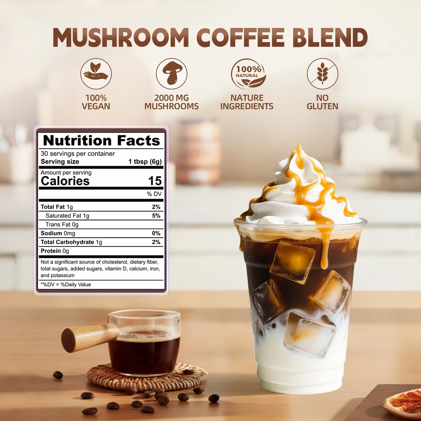 Mushroom Coffee with Lion's Mane & 6 Mushrooms – Energy, Digestion & Immune Support | 30 Servings