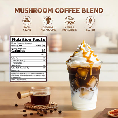 Mushroom Coffee with Lion's Mane & 6 Mushrooms – Energy, Digestion & Immune Support | 30 Servings
